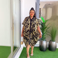 Fashion cross-border e-commerce  soft mesh hot stamping dress suspender two-piece set african plus size women's clothing