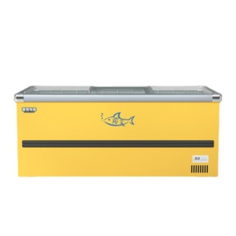 Negative 40℃ supermarket quick-frozen horizontal commercial island cabinet deep island glass transparent deepened island frozen ice cream cold deep freezer