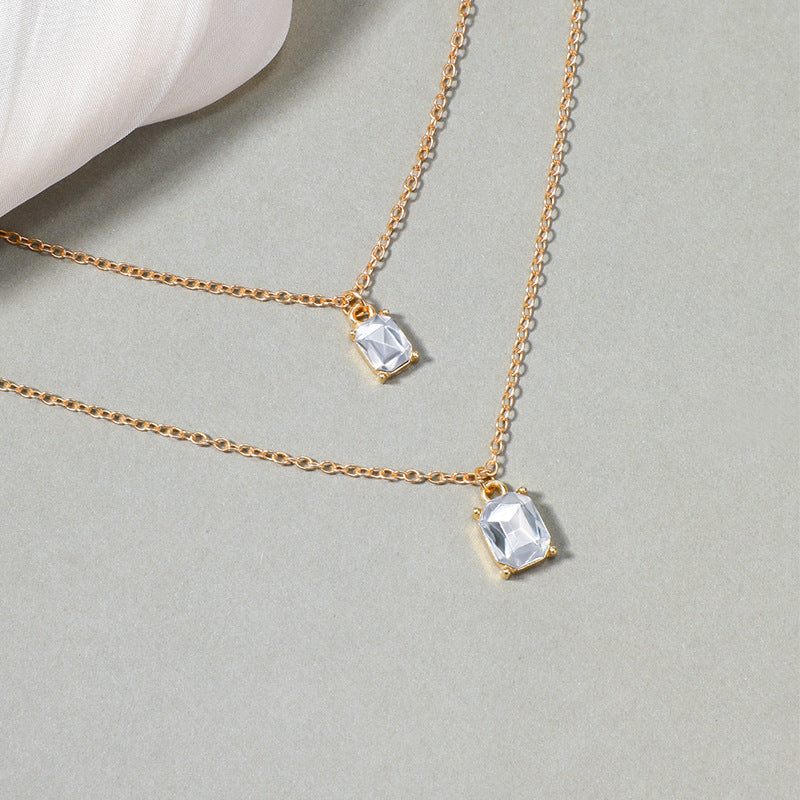 Gold-plated necklace wholesale new arrival cross-border crystal pendant multi-layer fashion celebrity street style sweater chain female factory direct sales