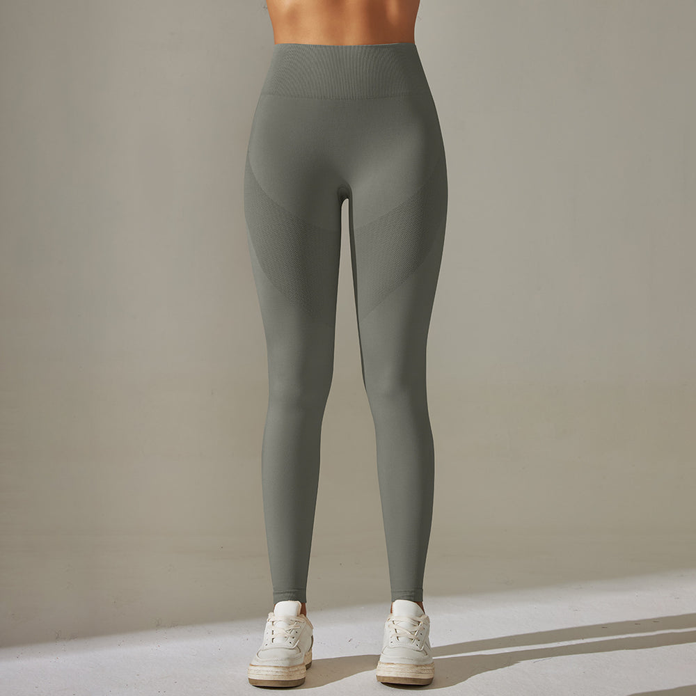 fashion seamless knitting tight high waist hip lifting peach pure color yoga pants sports running fitness bottom pants