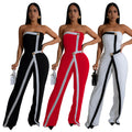 C7205 cross-border   fashion women's sexy bandeau sleeveless backless button jumpsuit