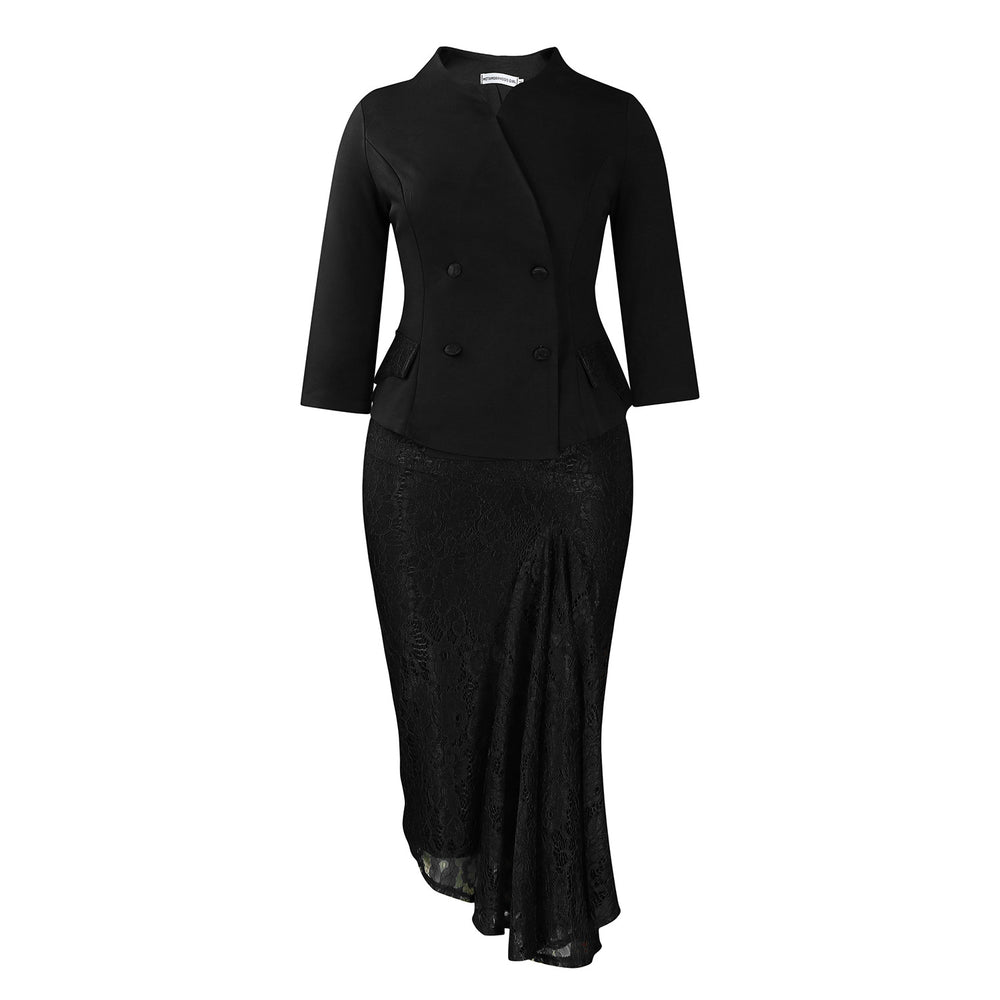 D559export women's clothing spring elegance olfashionlong sleevestopslace hip skirttwo-piece setafricansuit