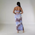 European and american cross-border fashion sexy women's clothing  summer new arrival: halter neck wrap, backless maxi dress three-piece set