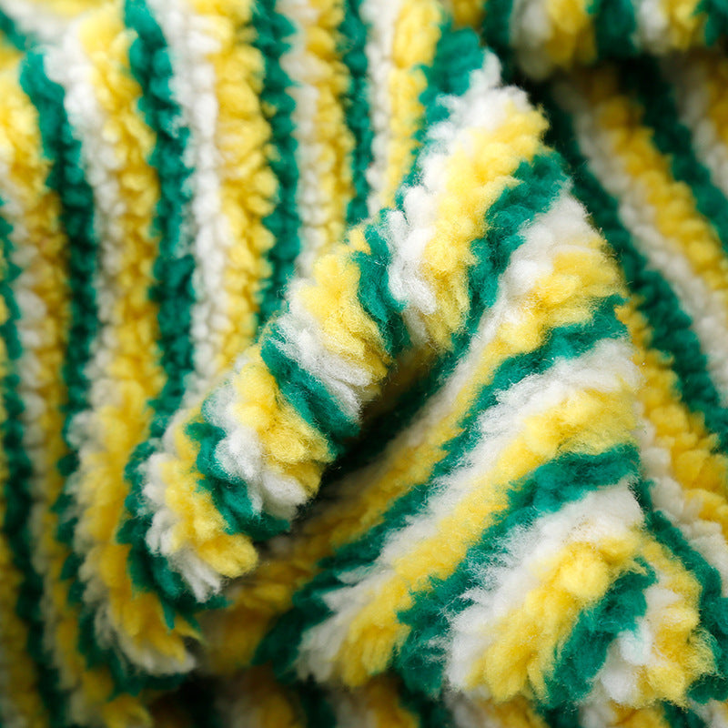 Lamb wool horizontal jacquard fabric, autumn and winter coat, pajamas, bags, toys, throw pillows, striped granular flannel fabric