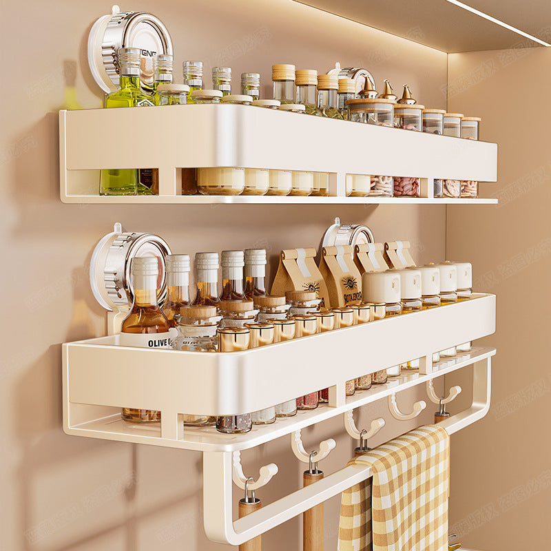 Strong suction cup type kitchen seasoning rack household non-punching wall hanging oil, salt, sauce and vinegar seasoning storage rack