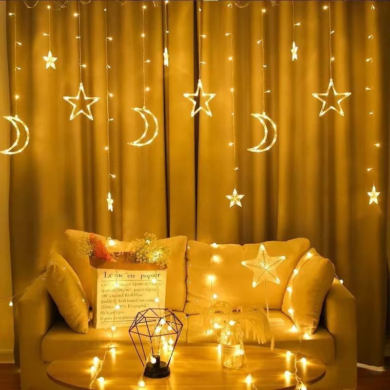 Led  star and moon lights flashing lights string lights Gypsy curtains lights birthday room decorative lights star lights