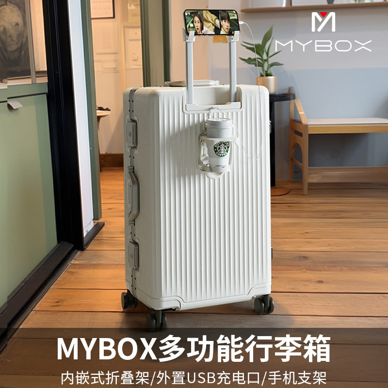 MYBOX suitcase women's new large leather case trolley case men's 28-inch boarding password travel case is strong and durable