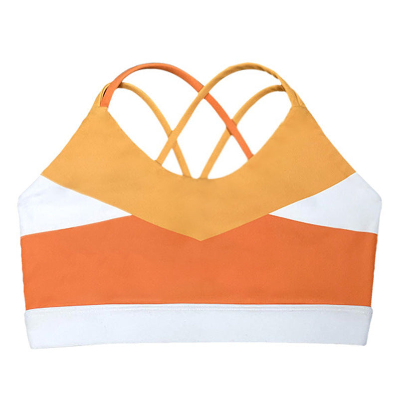 Fresh and girly, high-stretch, color-blocked yoga outfit for kids. quick-drying set includes a running, training, and fitness compression sports top