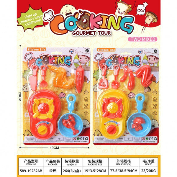 Cross-border South East Asia Export Children's Play House Simulation Kitchen Gas Stove Tableware Fruit and Vegetable Boys and Girls Toy Set
