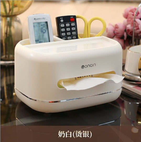Light luxury tissue box, bedroom pumping carton, living room tea table, multi-function remote control, storage, home desktop creative ornament