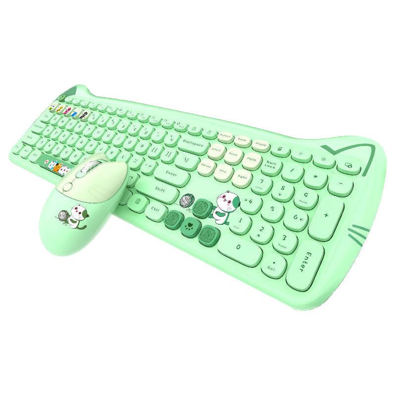Mofii sky high paw patrol plus wireless 2.4g keyboard and mouse set - cute cartoon design in girly pink