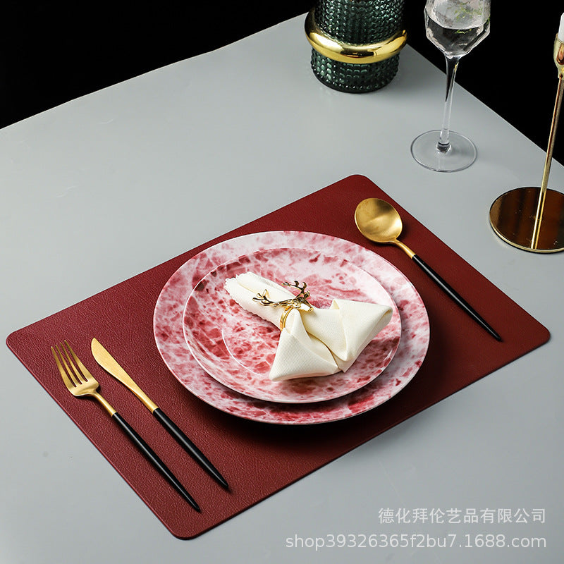 Ceramic marble pattern tableware model room tableware decoration european style western food plate steak plate suit
