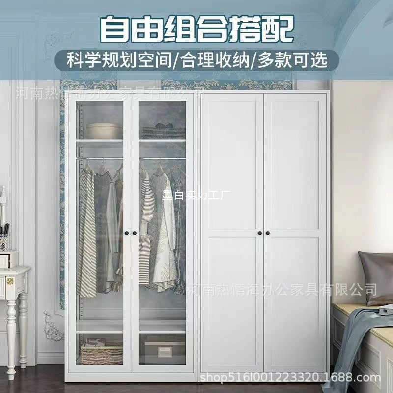 Steel wardrobe formaldehyde-free household bedroom small apartment large wardrobe metal iron storage cabinet