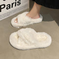 Influencer-approved chunky platform fuzzy slippers - women's new autumn/winter outdoor & indoor plush cotton slippers
