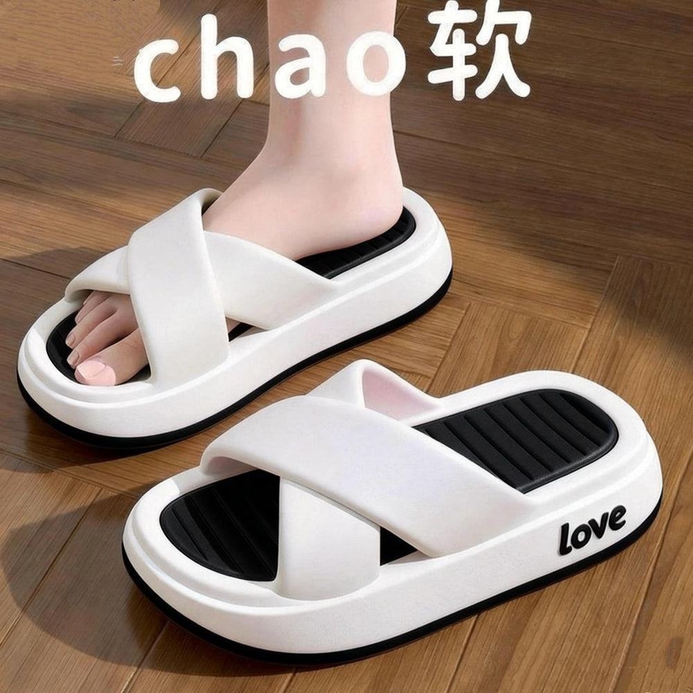 Cross slippers women's summer new arrivalfashion soft bottom dormitory couple outwear soft bottom beach one-line sandals slippers women