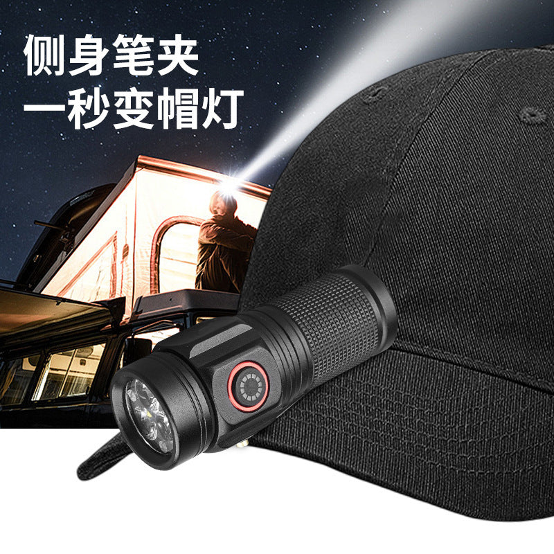 Cross-border outdoor camping flashlight, multi-functional camping fishing light, bright and long battery life 8-eye flashlight