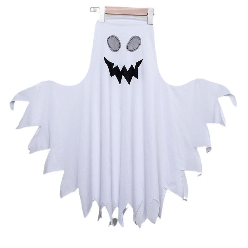 New halloween ghost face kids costume - cape character cosplay elf white ghost outfit