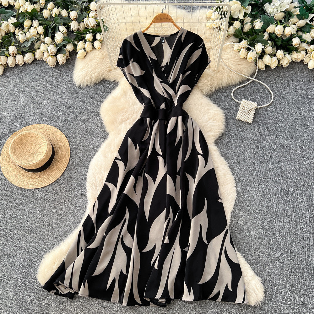 Korean style commute-friendly sleeveless printed dress - women's spring new arrival, high-waisted, a-line maxi dress with a touch of luxury and unique design