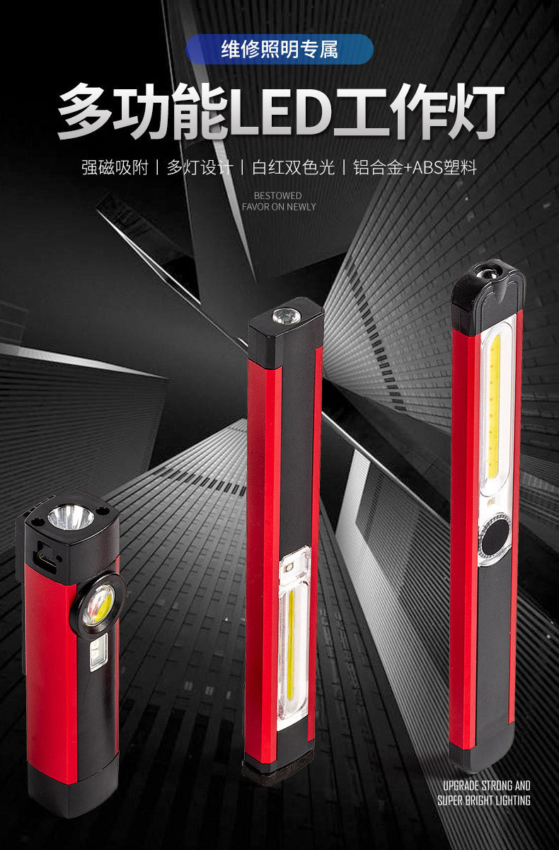 Cross-border new COB work light USB charging with magnet pen holder Multifunctional aluminum alloy work flashlight