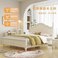 Nordic white cream solid wood bed - modern minimalist 1.8m double bed for master bedroom, 1.2m single bed with storage, wedding bed
