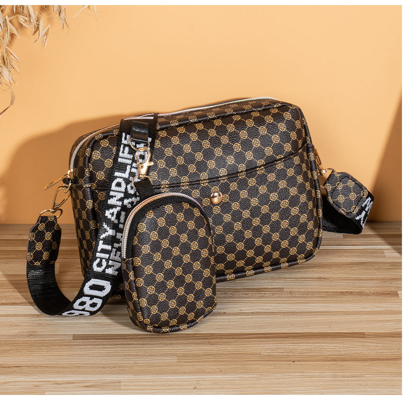 Embroidered shoulder bag two-piece set 2023Ladeis bags daily versatile messenger bag large capacity bag women