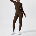 long-sleeve outdoor sports bodysuit gym outfit zipper training tight butt-lifting sports jumpsuit yoga suit