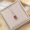 Tz-8235 silver rose red necklace