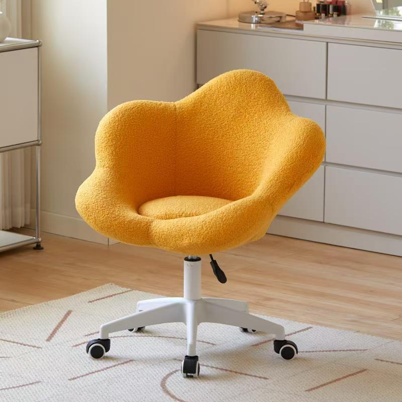 Cosmetic chair girls bedroom petal chair dressing table rotating chair for home cream style manicure chair lambswool chair