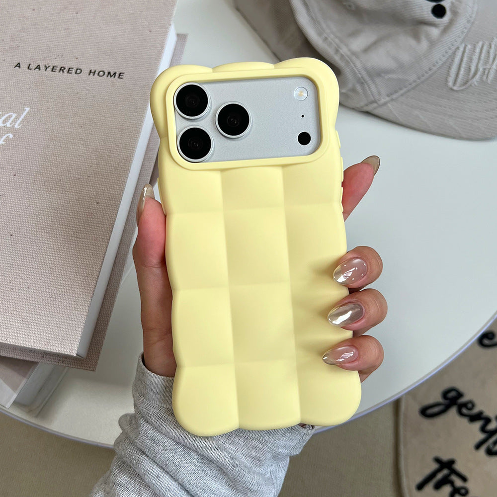 Suitable for apple 17 mobile phone case stereo concave and convex air cushion soft shell simple milk color iphone18promax cloud shell