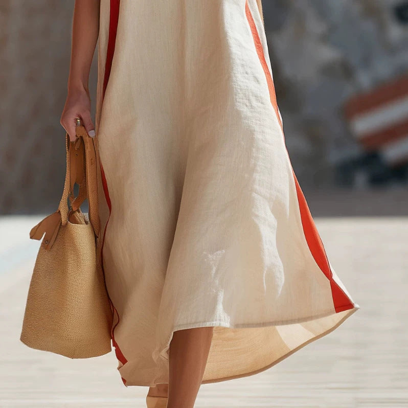 Ready-to-ship  & independent store  spring/summer new arrivals: sleeveless cotton-linen blend dresses for cross-border e-commerce