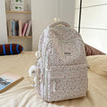 Rustic style backpack for female college students - minimalist polka dot floral cute girl's backpack - large capacity women's school bag