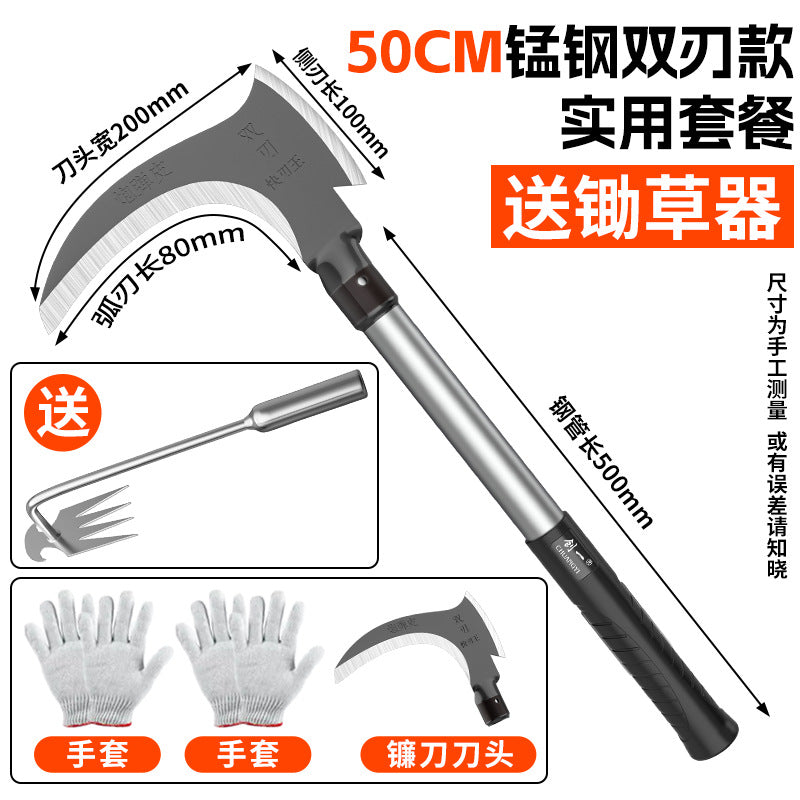 Chuangyi high manganese steel sickle agricultural grass cutting and wheat cutting special firewood cutting and pruning rice cutting tools factory direct sales