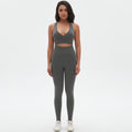 New arrival cross-border seamless pure color tight sexy cross-shaped yoga suit running fitness two-piece set