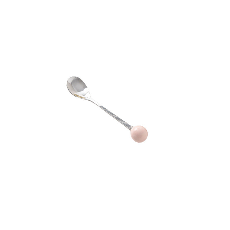 New arrival cream style ceramic fruit fork jar set creative cheese storage jar good-looking ball fruit fork spoon wholesale