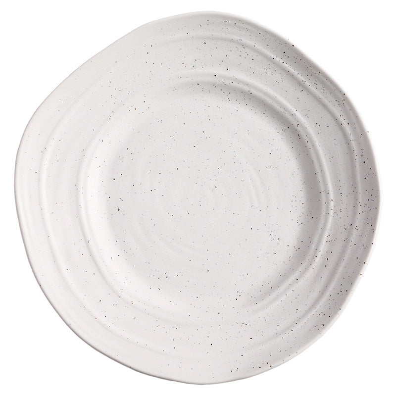 Minimalist blue and white polka dot ceramic bowls, plates, and dishes - perfect for home, restaurant, western cuisine, steak, high-end hotel, and unique dessert presentation