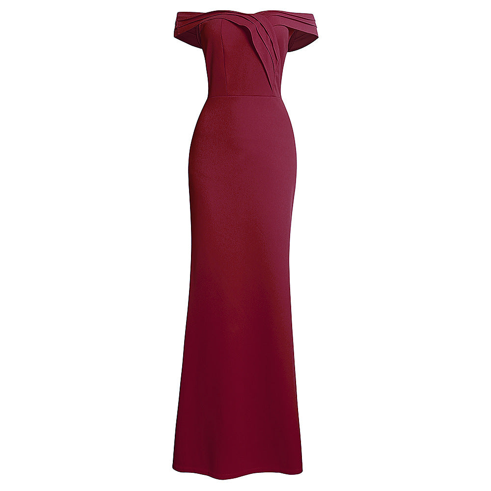 winter new arrival: women's v-neck off-the-shoulder hostess dress, long maxi dress - african style,  dropshipping available