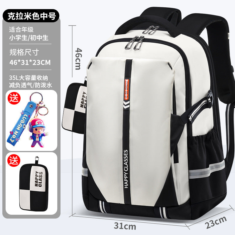 2026 new elementary and middle school boys' lightweight backpack - ergonomic, spine-supporting design for students - high school girls' large capacity, ultra-lightweight backpack