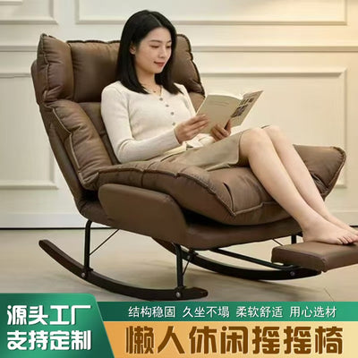 Rocking chair recliner - adult size, fully reclining, suitable for lounging and sleeping - balcony single seater leisure chair, living room nap sofa, lazy rocking chair - direct from the manufacturer