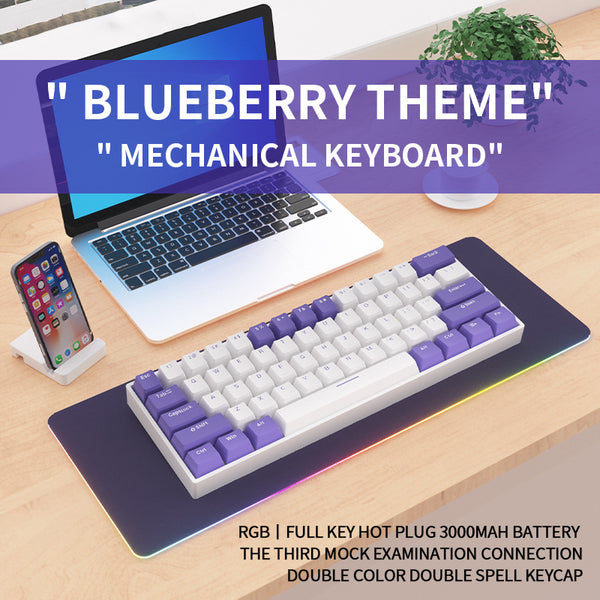 Yunguoguo K33 wireless 2.4G Bluetooth 61-key three-mode RGB customized mechanical keyboard hot-swappable Russian keyboard