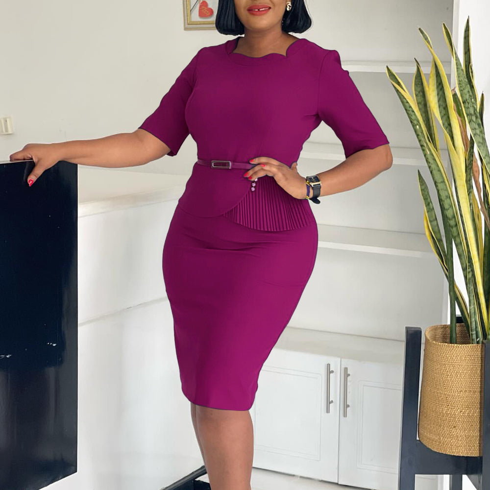 D521  foreign trade women's clothing  summer new fashion solid color ol bodycon african european and american dress