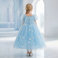 Frozen-themed cosplay costume for girls: princess dress with sequined cape, tulle train, and puffy flower girl skirt