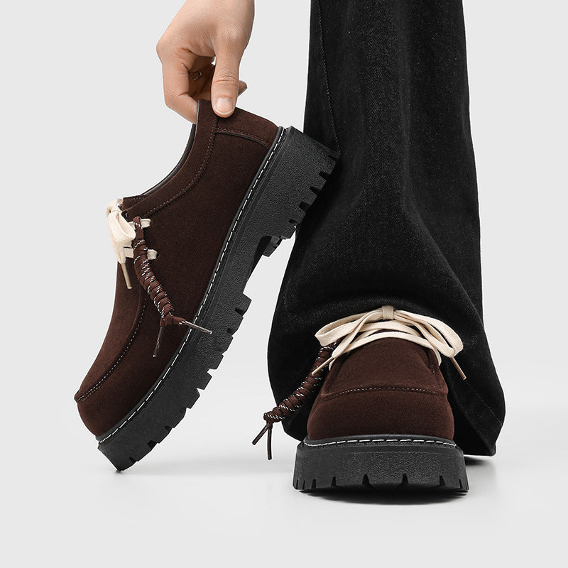 Derby shoes men's retro brown thick sole kangaroo shoes men's 2026 new arrivaleasiest for matchtrendy outdoor casual workwear leather shoes