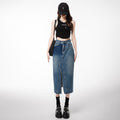New arrivalelegantwork clothinghigh waist denim long skirtniche styleeasiest for matchloose denim skirt women's clothing
