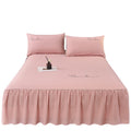 Solid color new light luxury minimalist embroidered single bed skirt fitted sheet non-slip bedspread four seasons princess style single piece