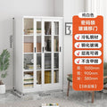 Steel light luxury sliding door bookcase push-pull glass door display cabinet iron kids bookshelf floor-standing storage cabinet password lock