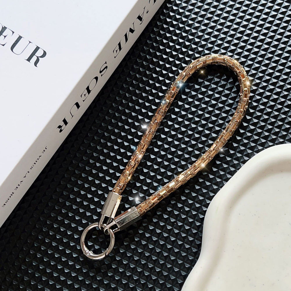 New classy sense of luxury square crystal mobile phone lanyard satchel style anti-lost anti-fall fashion bracelet wrist short rope