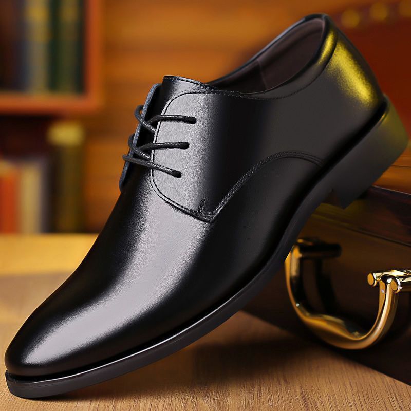 Genuine soft leather men's dress shoes - new spring/autumn collection - business formal leather shoes for men - korean style soft leather pointed toe - british style mid-aged wedding shoes