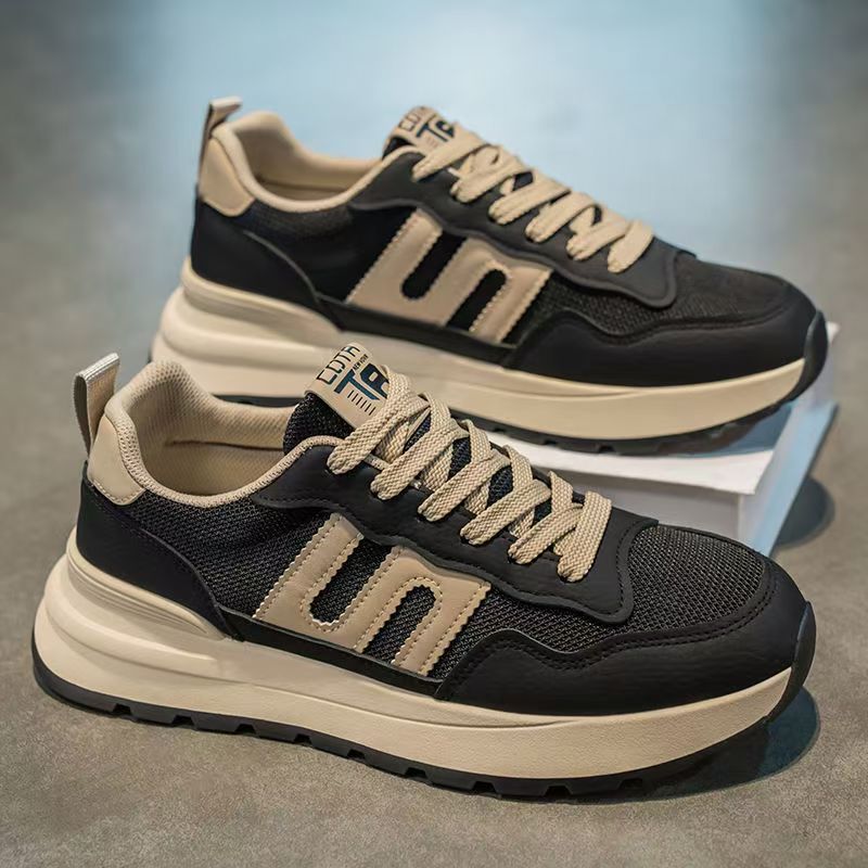 Men's shoes 2025 new winter mesh breathable versatile casual sneakers men's running chunky sole student dad shoes