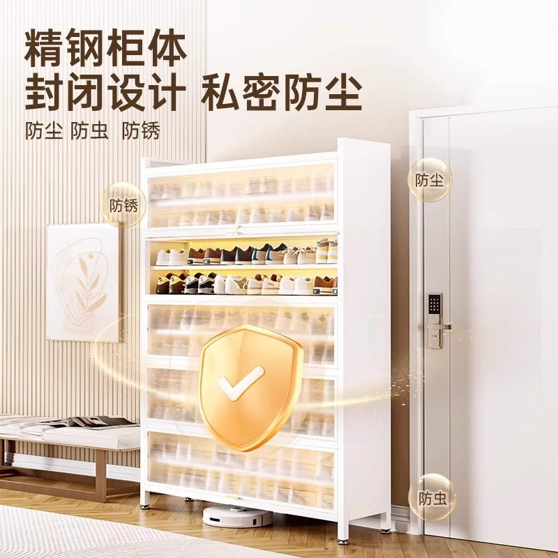 Household steel shoe cabinet dust-proof and moisture-proof shoe rack door all-in-one cabinet multi-layer floor-standing storage cabinet large-capacity storage cabinet