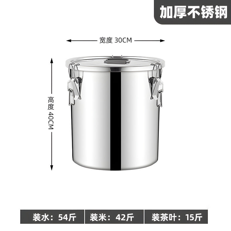 Extra thick sealed barrel 201 stainless steel rice barrel insect-proof and moisture-proof rice barrel for home rice storage barrel soup barrel flour barrel oil tank